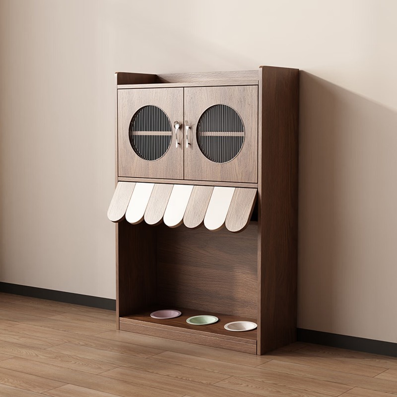 Food Storage Medieval - 중세풍 원목 고양이 사료 선반, 애완용품,