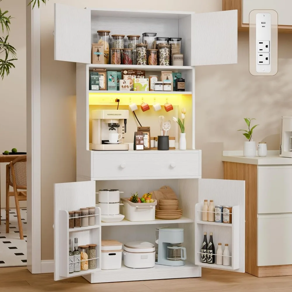 Food Storage Kitchen Cabinet - 코르필 71인치 높이 주방 팬트리 수납장(전원