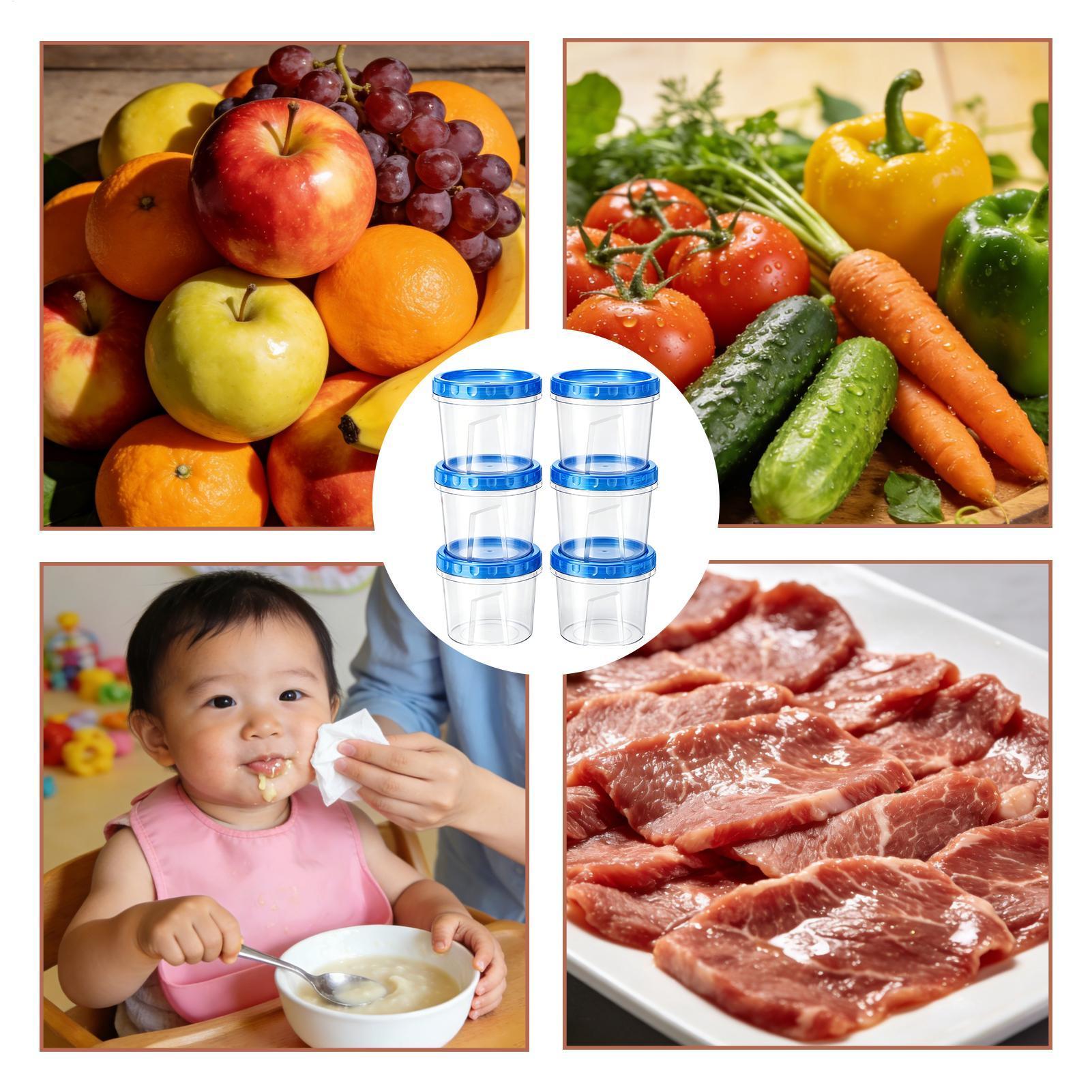 Food Storage Freezer Containers - 식품 보관용 냉동고 용기 6개 16온스