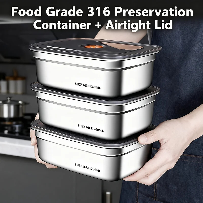 Food Storage Freezer Containers - 대용량 스테인리스 스틸 누수 방지 밀폐형
