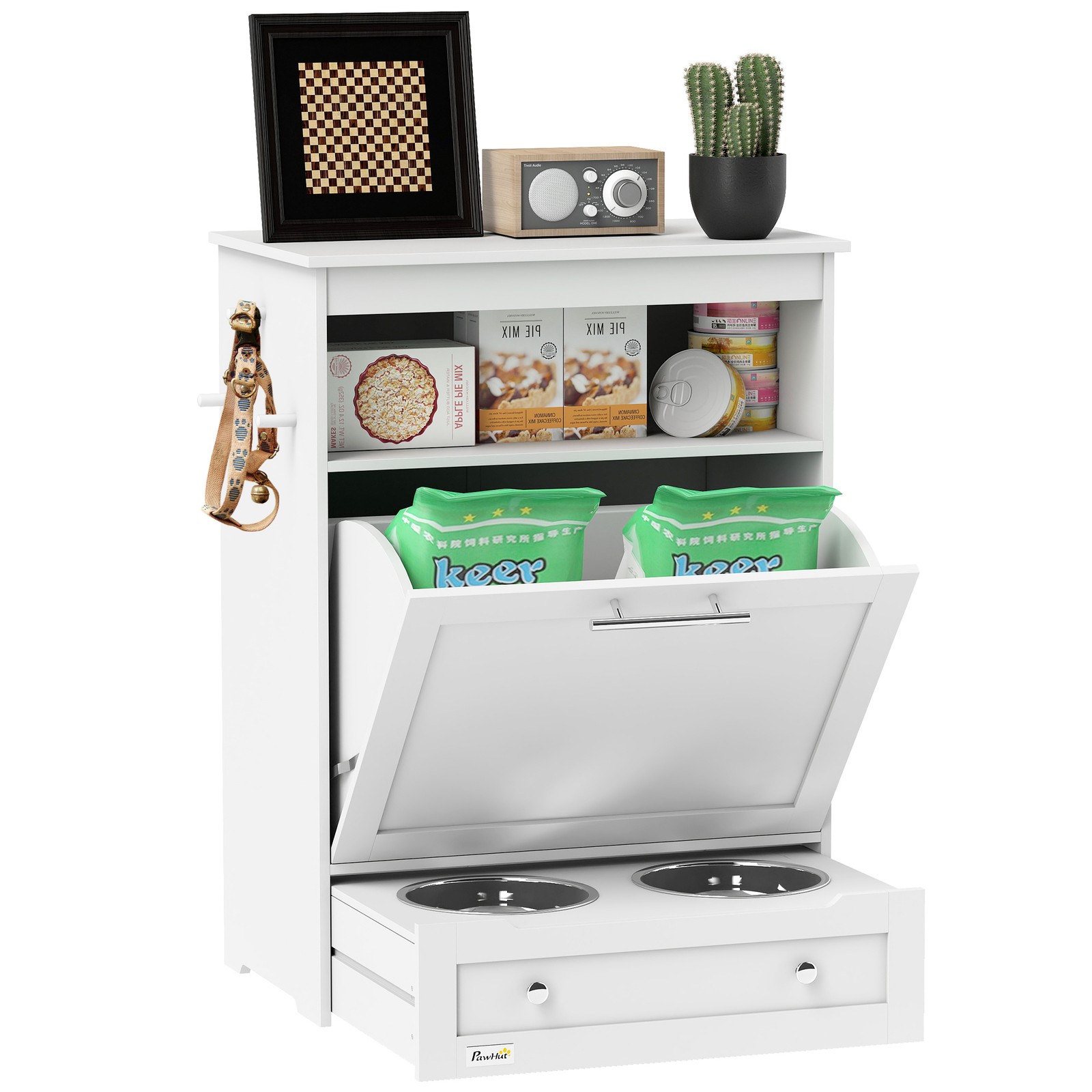 Food Storage Cabinet - 애완동물 급식 스테이션, 개와 고양이 사료