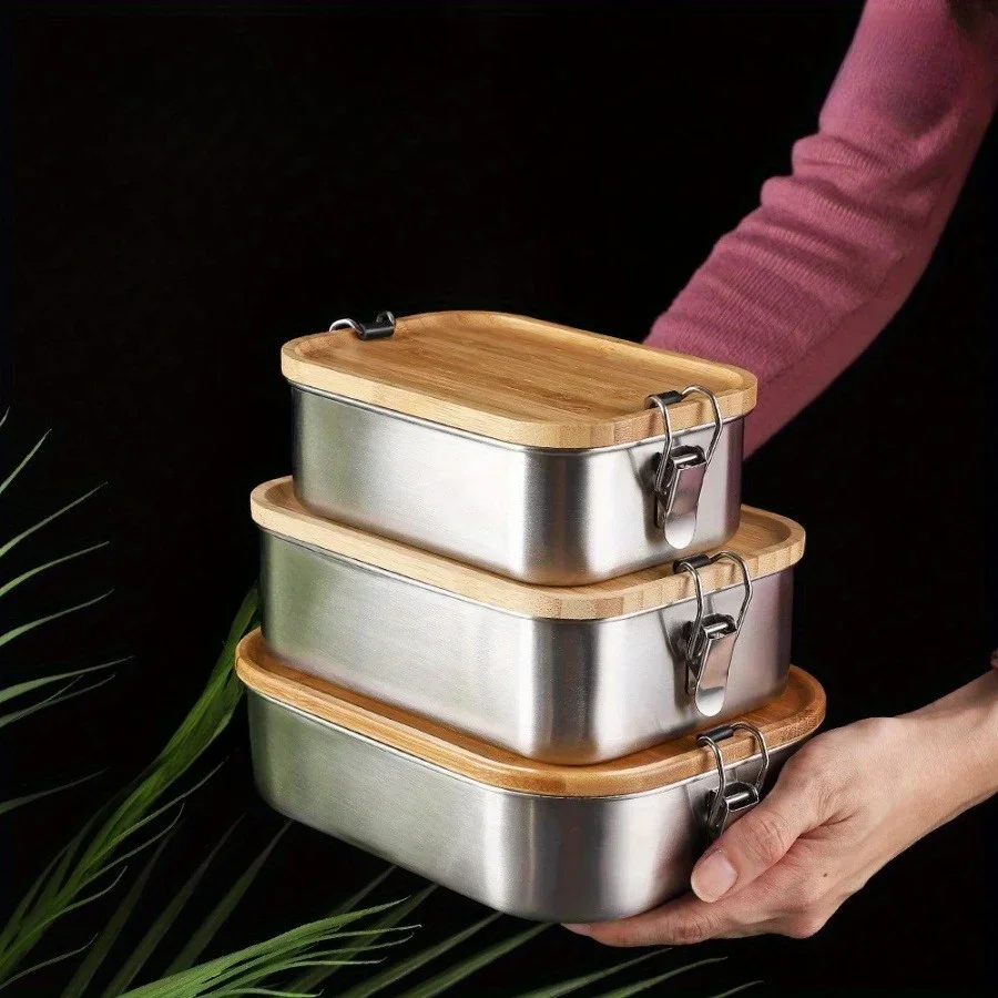 Food Storage On Table - 새로운 304 스테인리스 스틸 대나무 뚜껑