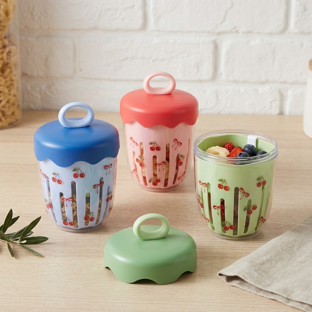 Food Storage Handling - 휴대용 플라스틱 오버나이트 오트밀 용기 요거트