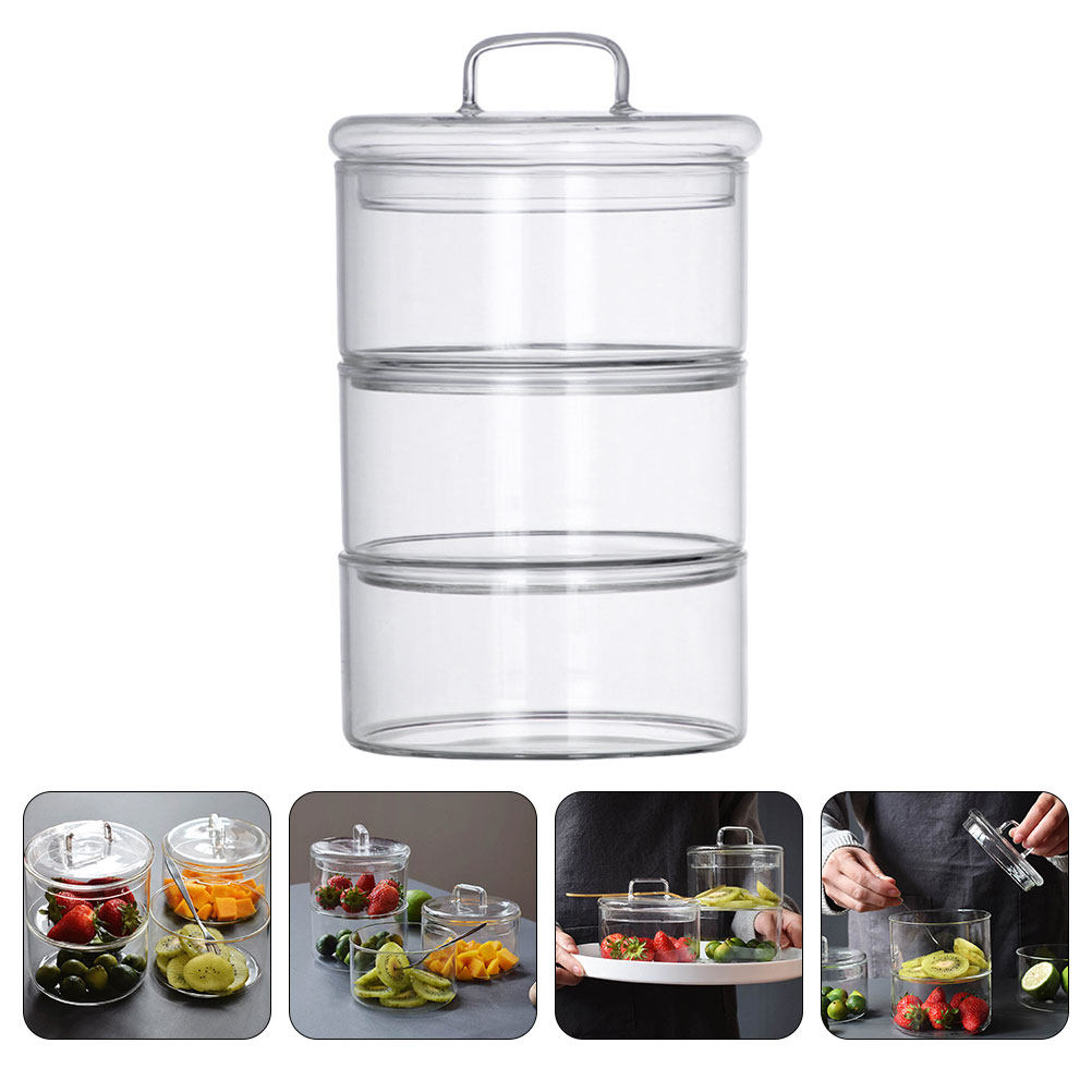 Food Storage Jars & Containers - 1세트 투명 유리 보관 용기 샐러드