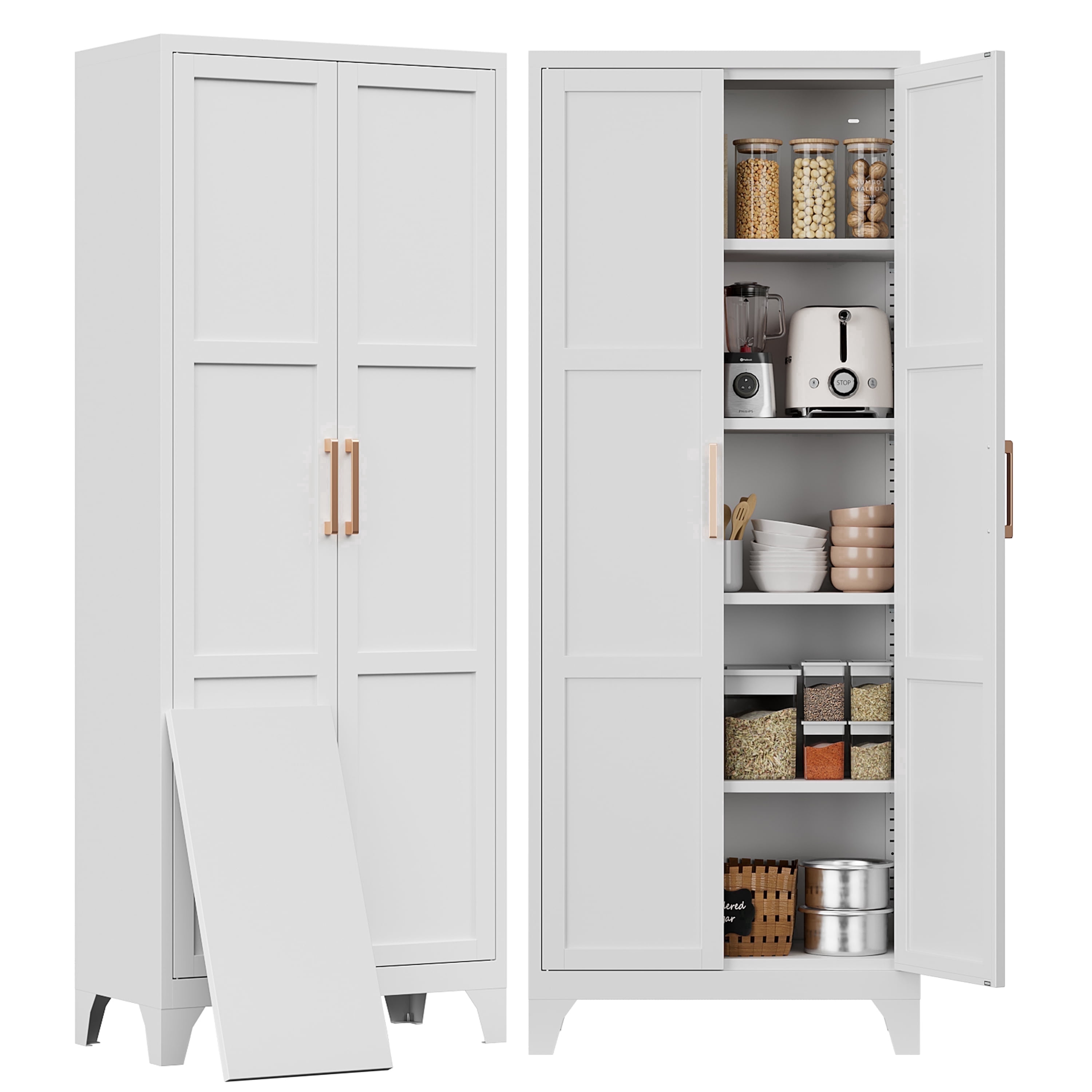 Food Storage Kitchen Cabinet - 71인치 팬트리 캐비닛, 도어와 조절 가능한