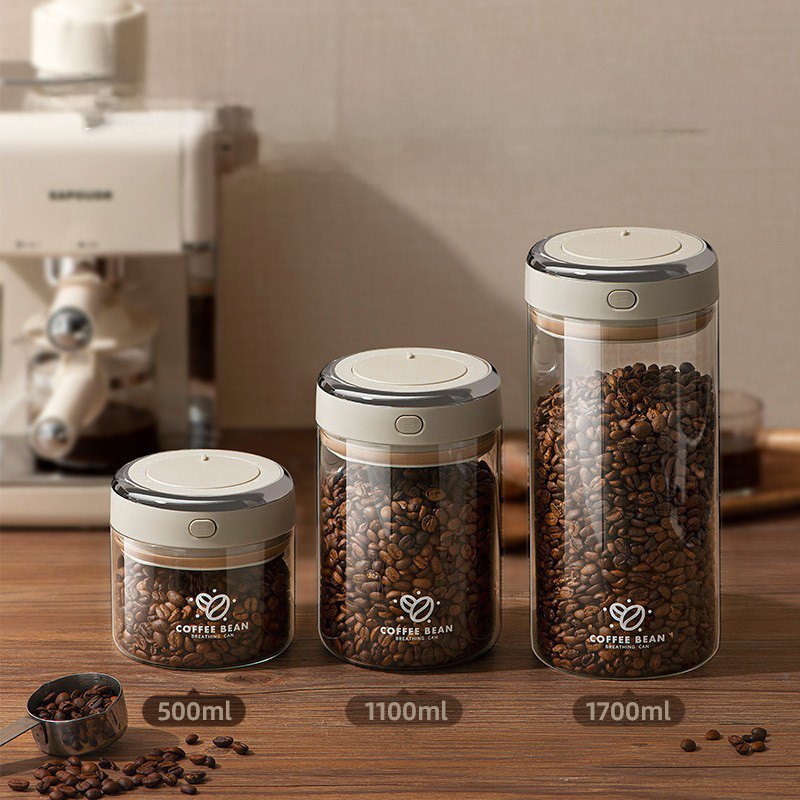 Food Storage Jars & Containers - 500/1100/1700ml 커피 원두 진공 밀봉 탱크