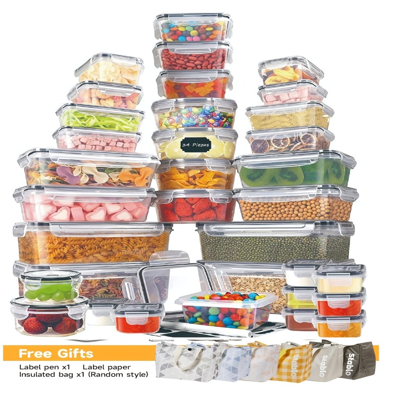 Food Storage On Table - 48개 BPA 프리 식품 보관 세트