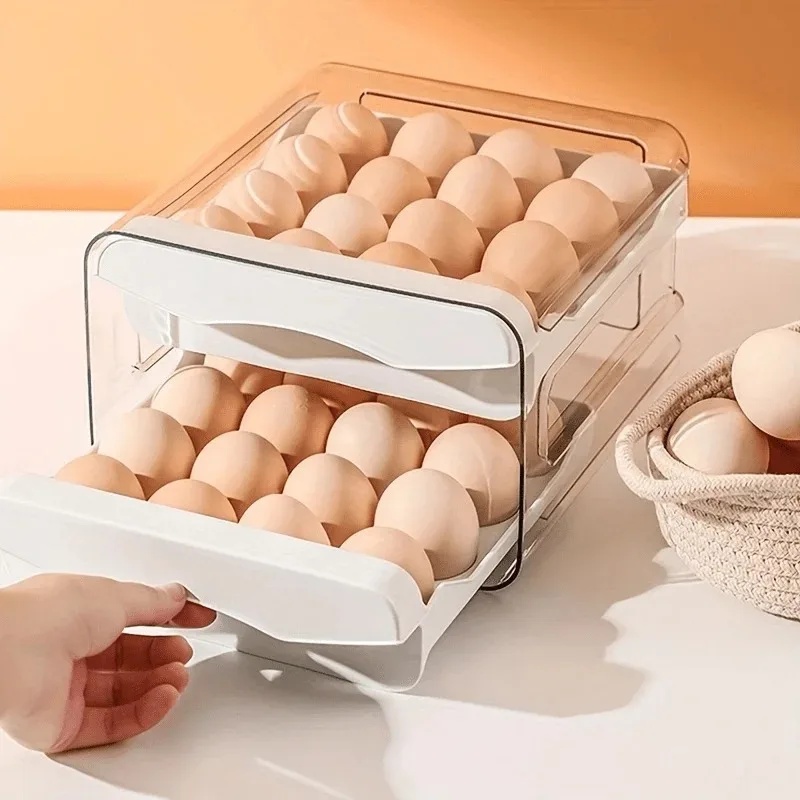 Egg Storage Holder - 주방 계란 보관함 2단 서랍형 냉장고