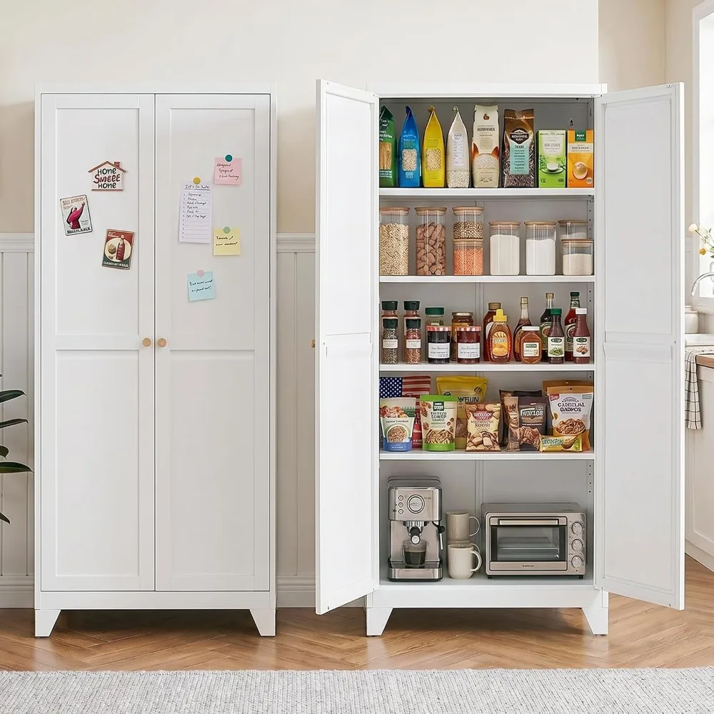 Food Storage Kitchen Cabinet - 71인치 메탈 주방 팬트리 캐비닛, 이중