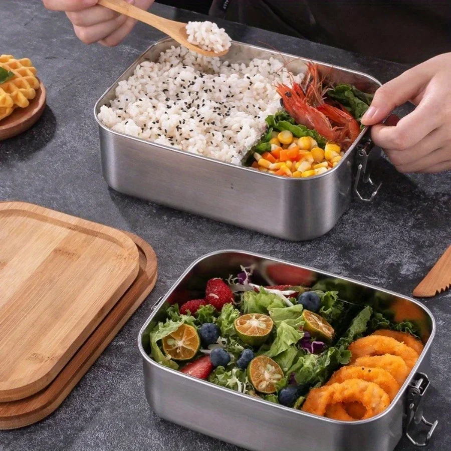 새로운 304 스테인리스 스틸 대나무 뚜껑 도시락, 일 - Food Storage On Table 리뷰 및 가격