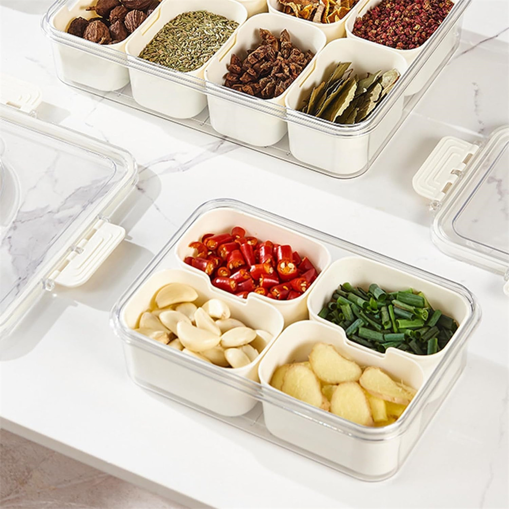 휴대용 식품 보관함, 스낵 보관함, 뚜껑이 있는 4칸, - Food Storage Dividers 리뷰 및 가격