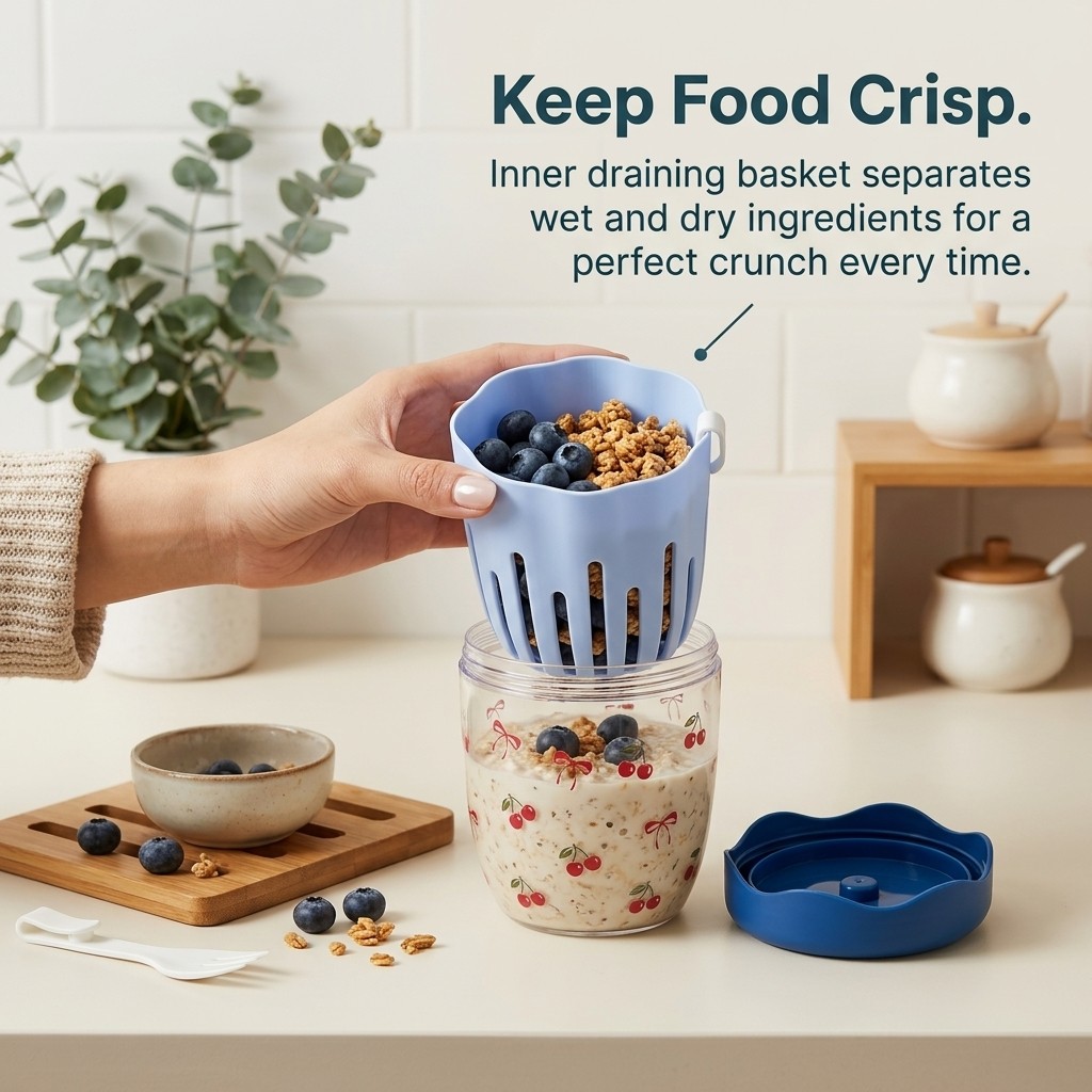 휴대용 플라스틱 오버나이트 오트밀 용기 요거트 샐러드  - Food Storage Handling 리뷰 및 가격