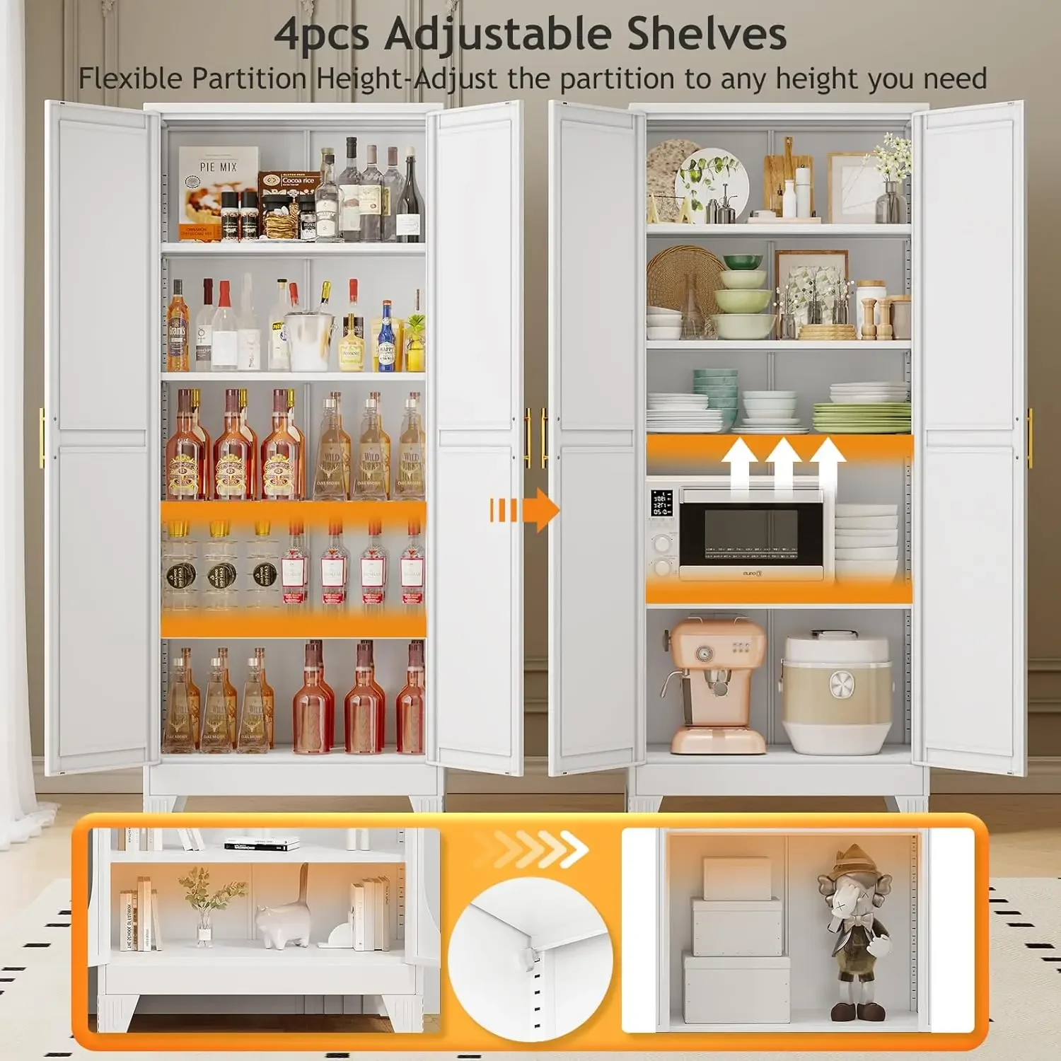 71인치 높이의 금속 팬트리 수납장 (도어 포함) 및  - Food Storage Kitchen Cabinet 리뷰 및 가격