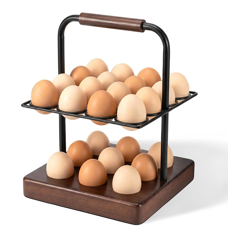 팜하우스 스타일 계란 홀더, 2단 계란 정리대, 나무  - Egg Storage Holder 리뷰 및 가격