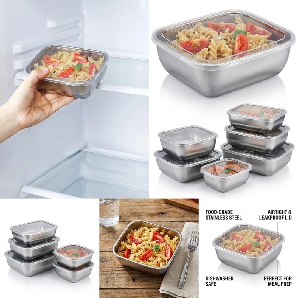 6pcs 스텐 밀폐 용기 스텐 반찬통 누수 방지 6pc - Food Storage Box Set 리뷰 및 가격