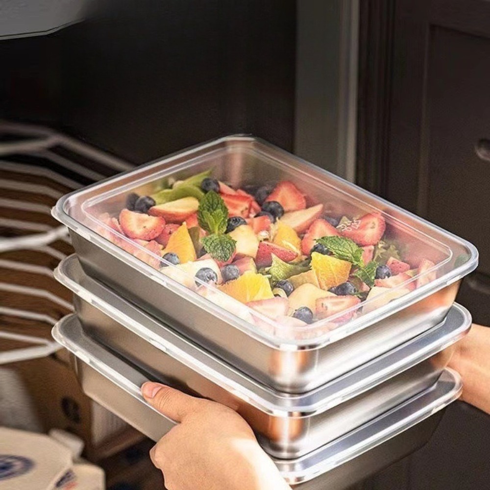 식품 등급 스테인리스 스틸 서빙 트레이(뚜껑 포함),  - Food Storage On Table 리뷰 및 가격
