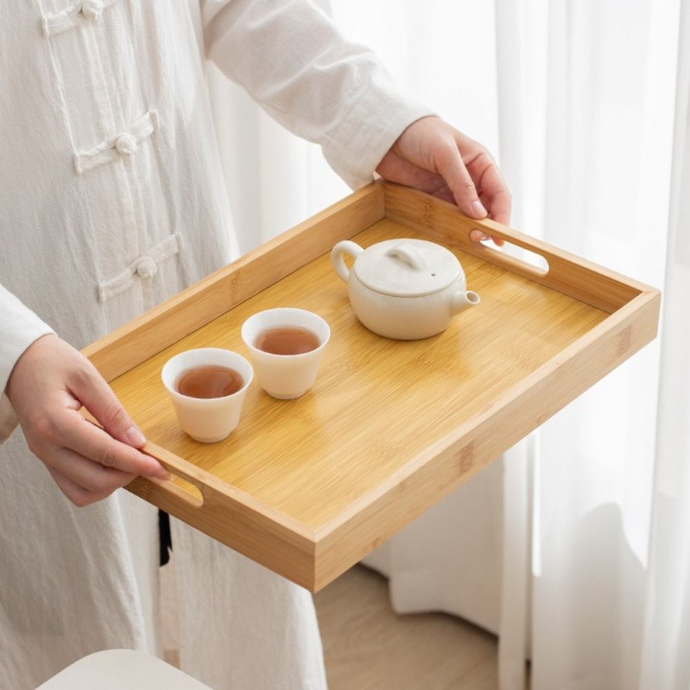장식용 트레이 직사각형 대나무 나무 트레이 손잡이가 있 - Food Storage Handling 리뷰 및 가격