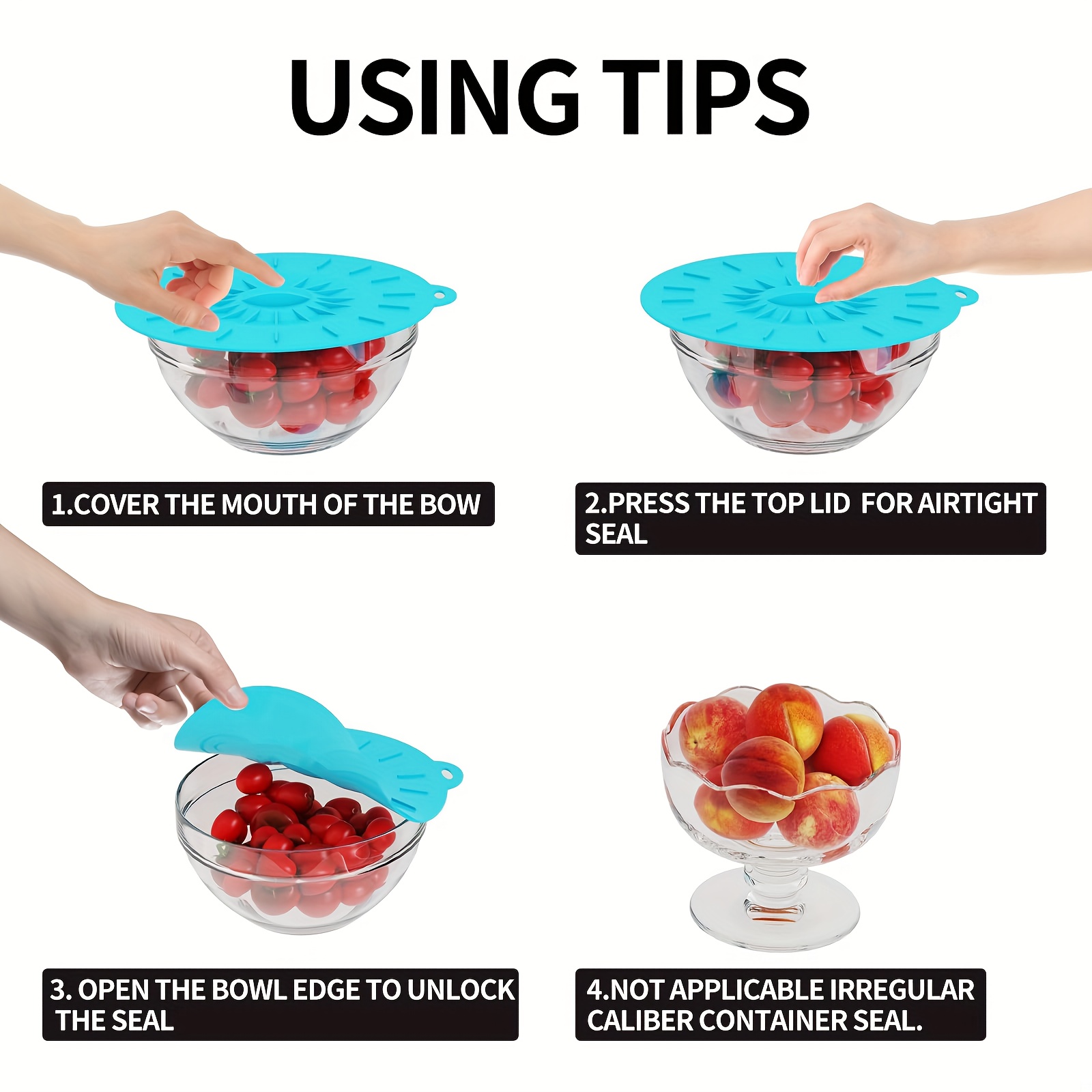 5피스 실리콘 뚜껑, 내열성 전자레인지용 스플래시 방지 - Food Storage Utensils 리뷰 및 가격