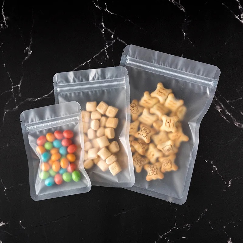 100Pcs 서리로 덥은 무광택 지퍼 잠금 가방 주방  - Food Storage Year Supply 리뷰 및 가격