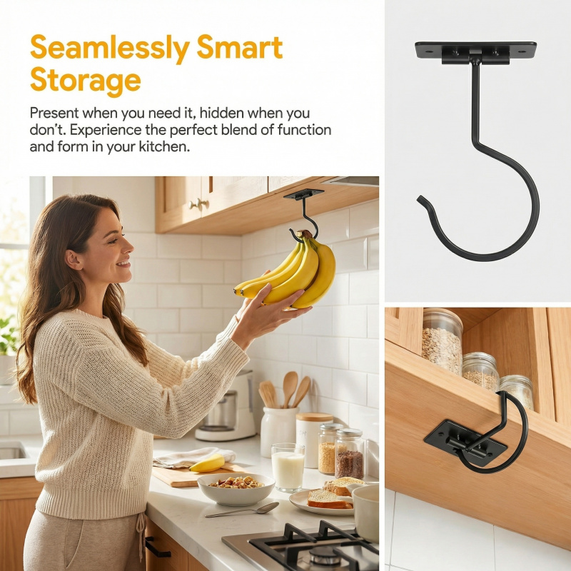 블랙 메탈 셀프 접착식 바나나 걸이 접이식 수납 랙 공 - Food Storage Cabinet 리뷰 및 가격