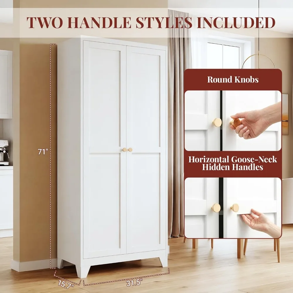 71인치 메탈 주방 팬트리 캐비닛, 이중 손잡이 및 조 - Food Storage Kitchen Cabinet 리뷰 및 가격
