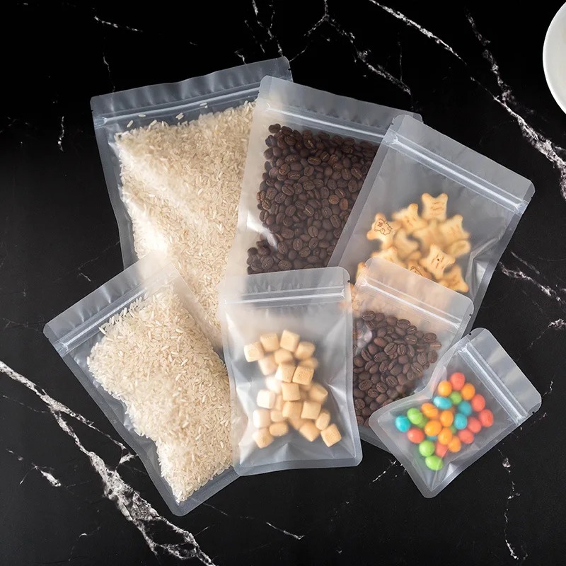100pcs 젖빛 무광택 지퍼 잠금 가방 주방 음식 차 - Food Storage Year Supply 리뷰 및 가격