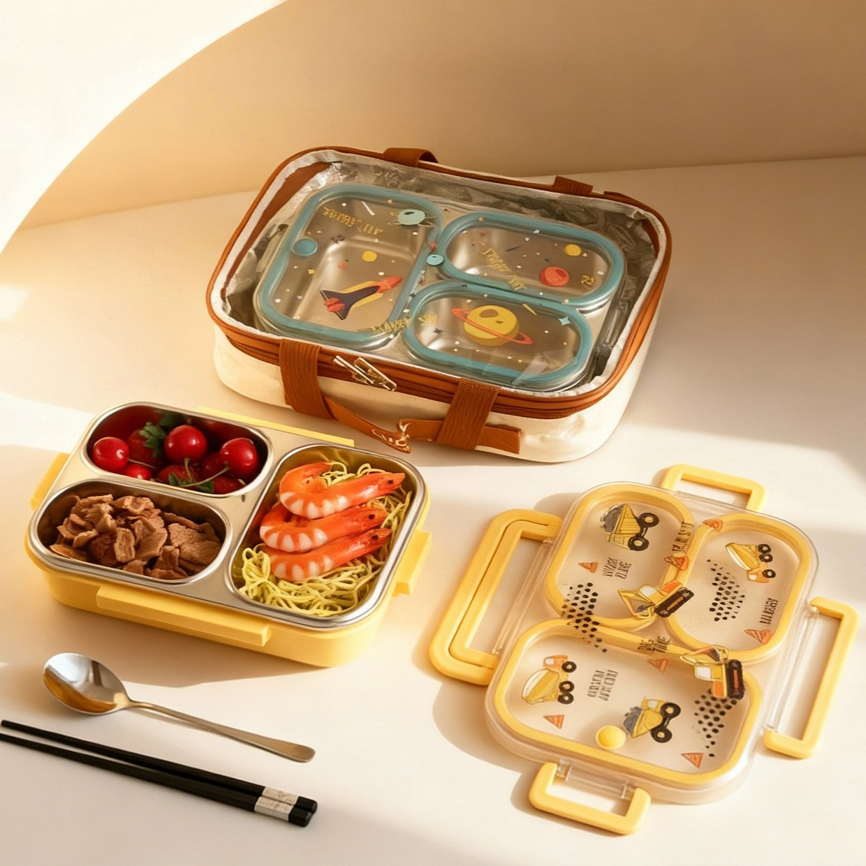 대용량 만화 캐릭터 어린이 도시락 가방 손잡이 포함 휴 - Food Storage Dividers 리뷰 및 가격